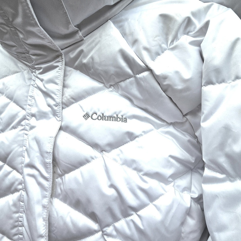 Columbia Lay D Down Jacket Plus Size 2X White Omni-Heat Puffer Ski Coat Faux Fur - Picture 3 of 11